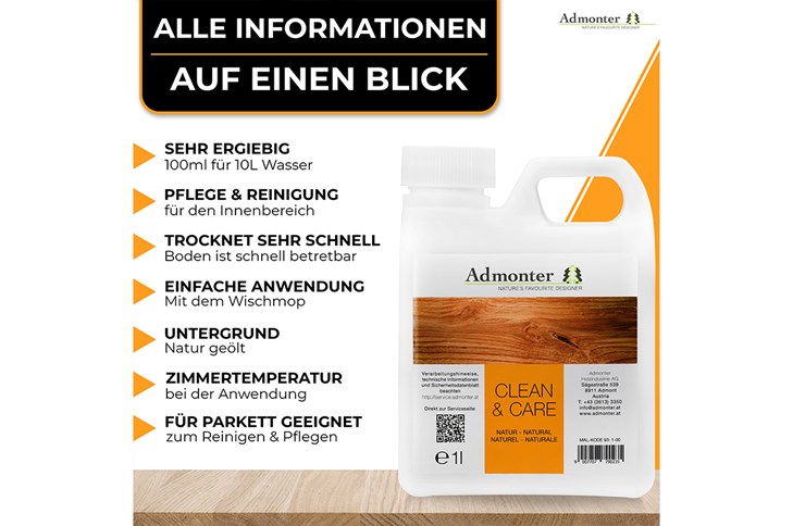 Admonter Parkettpflegemittel Clean & Care natur  1L 6